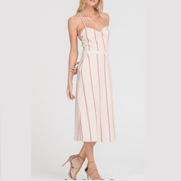 BACKLESS STRIPE LINEN DRESS - Picture 5 of 8